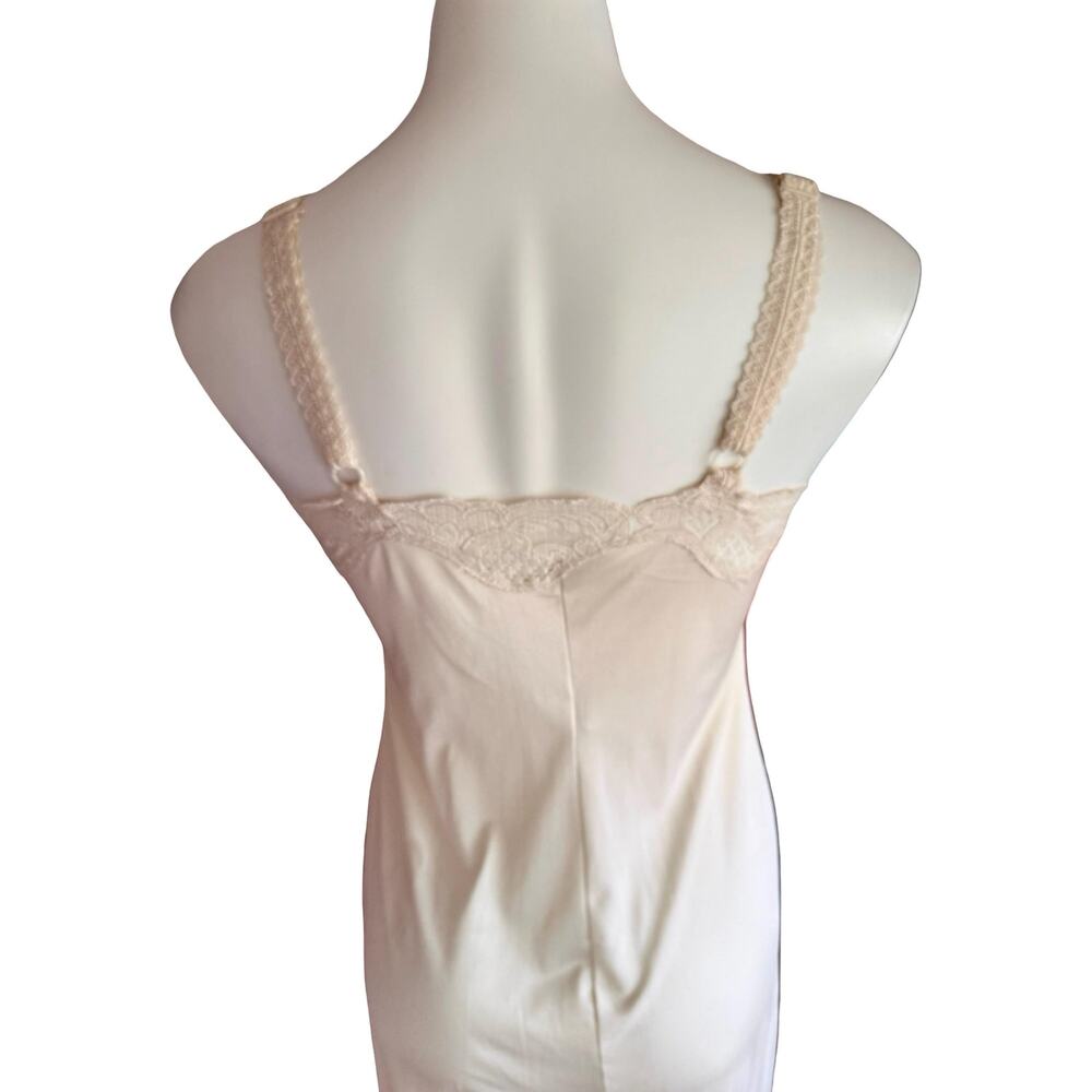 Vintage Illusion Full Slip Sz 34 Ivory Lace Ladder Strap Bodice Pinup Lingerie - Picture 6 of 11